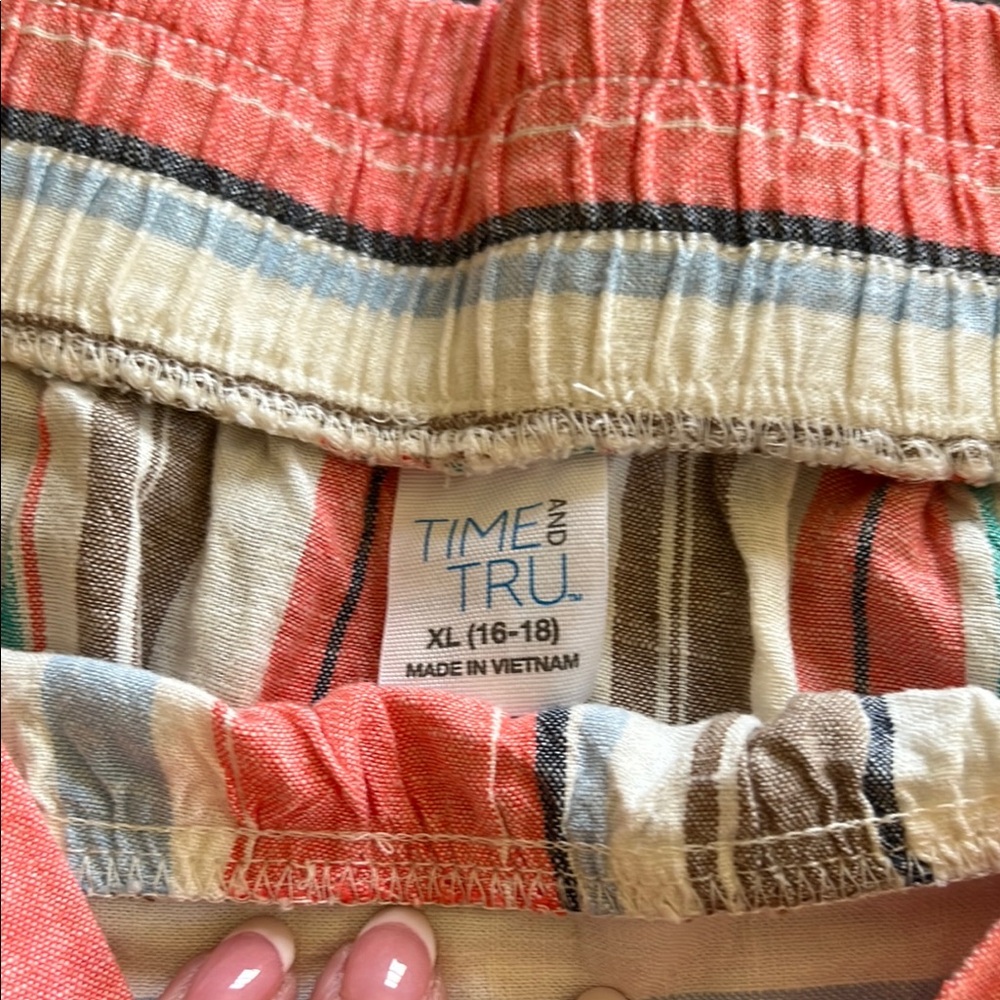 Striped Linen Skirt with Tie Waist - Picture 5 of 9